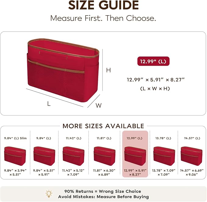 GIVLEFLY Purse Organizer Insert for Tote Bag, 12.99 Inch Satin Bag Organizer with Zipper Pocket, Multi Pocket Handbag Organizer - Image 4