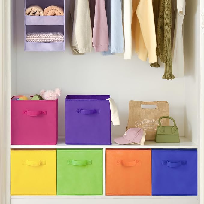 GRANNY SAYS 13x13 Storage Cubes, Cube Storage Organizers, Rainbow, 6-Pack | Collapsible Storage Boxes with Thickened Base Plate, Sturdy Handles, Decorative Baskets for Shelves, Closet - Image 4