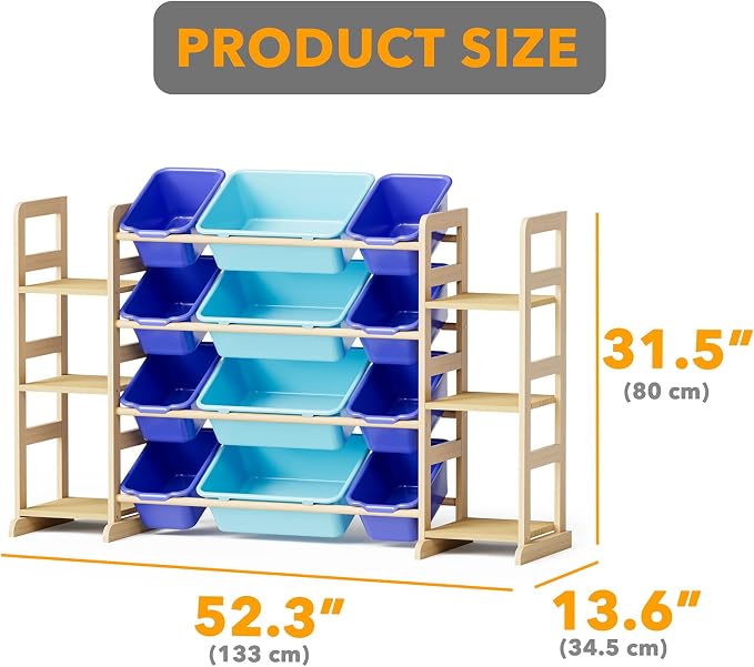 SpaceAid Toy Storage Organizer with 6 Shelves and 12 Bins, Toy Organizers Storage Bookshelf, Kids Bin Shelf Toys Box Bookcase for Bedroom Playroom Organization Room Decor, Blue and Navy Blue - Image 2