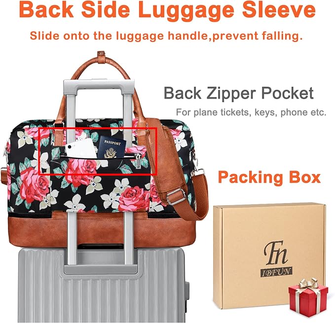 Weekender Bags for Women, 21" Travel Duffle Bag with Shoe Compartment | 3PCS Carry On Overnight Large Duffel Bag with Crossbody Bag and Toiletry Bag for Weekend Travel Gym Hospital Business Trip - Image 5