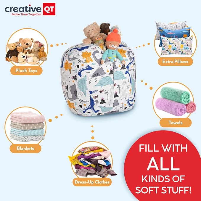 Stuff ’n Sit Extra Large 38’’ Bean Bag Storage Cover for Stuffed Animals & Toys, Giant Beanbag Chair for Kids Ages 3-14, Bedroom Organizer, Purple Unicorn - Image 2
