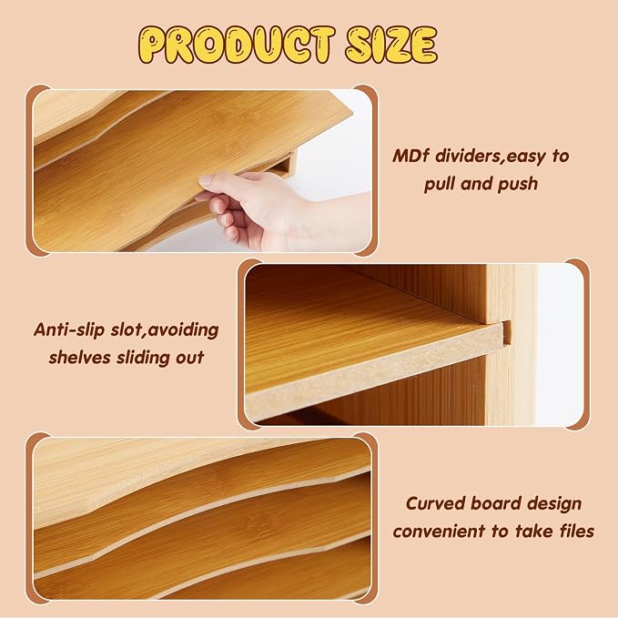 Ripeng 1 Pack Bamboo Puzzle Holder Rack, 7-Tier Adjustable Storage Organizer for Flat and Thick Jigsaw Puzzles, Space Saving Desktop Shelf, Gift for Craft Jigsaw Puzzle Lovers (Natural Wood) - Image 4