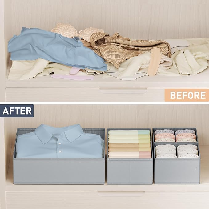 DIMJ Drawer Organizer Clothes Storage - 24 Pack Baby Dresser Organizer for Nursery, Small Fabric Closet Drawer Organizer Bins for Underwears Socks, Foldable Storage Dividers Organization for Bedroom - Image 6