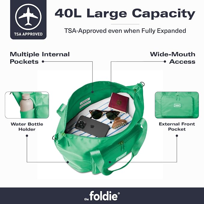 The Foldie Foldable Travel Bag for Women - 40L Weekender Bag with Multiple Pockets - Carry On Expendable Travel Bag - Image 3