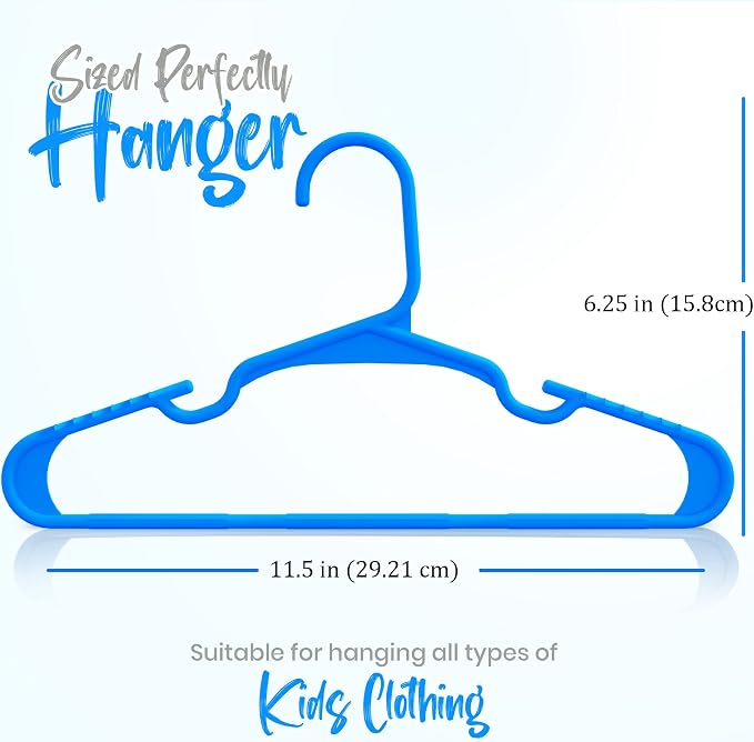 Utopia Home Kids Hangers 20 Pack – 11.5 Inch Baby Closet Hangers Blue | Plastic baby hangers | Fits children's & infant clothes | Gentle on delicate garments - Image 3