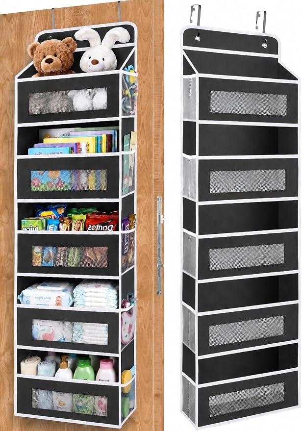 Over The Door Organizer Storage with 10 Pockets, 5 Shelf Hanging Storage | Anti-Tilt Design,Holds up to 48lbs,Behind Door Storage for Nursery,Pantry, Bathroom,Bedroom,Reinforced Shelves by BLOROOM