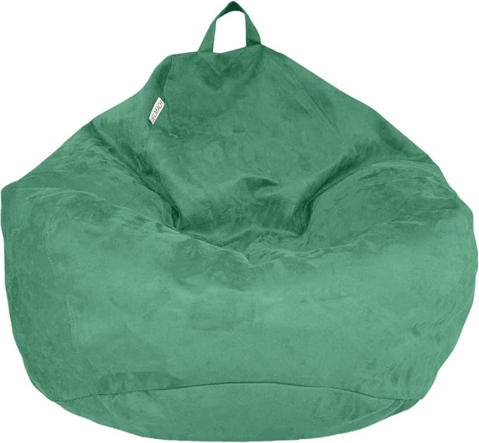 Bean Bag Stuffed Animal Storage Chair Cover (No Filler) for Kids and Adults. Extra Large Bird's Nest Beanbag Memory Foam Soft Premium (Green, 2.5 ft (Cover Only)) by Delmach