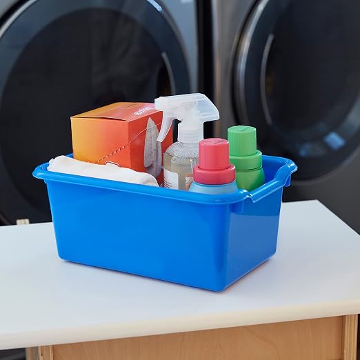 ECR4Kids Scoop Front Storage Bins, Multipurpose Organization, Blue, 10-Piece | Durable plastic, GREENGUARD Gold Certified, 1.2 gallon capacity, lightweight & nestable, built-in handle, classroom/home use - Image 10