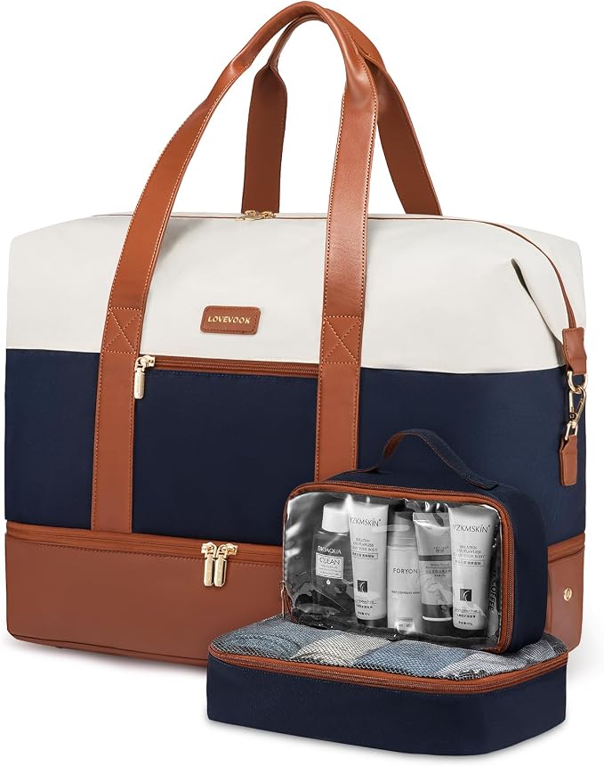 LOVEVOOK Weekender Bag for Women, Large Duffle Bag for Travel with 2 Packing Cubes, Carry on Overnight Bag with Shoe Compartment, Mom Hospital Bags for Labor and Delivery by LOVEVOOK