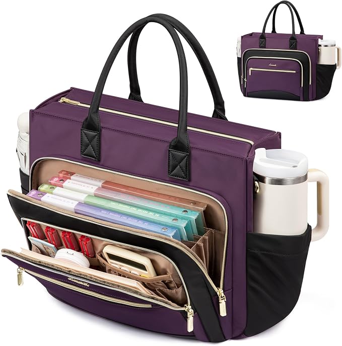 LOVEVOOK Work Tote Bags for Women,Laptop Teacher Bag With File Organizer | Large Cup Holder,Teacher Tote Bag,Nurse Bags,Multi-Pockets Professional Briefcase Business Purses Handbag by LOVEVOOK