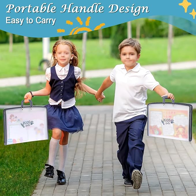 BTSKY 2 Pack A3 Art Portfolio - 11x17 Inch Zippered Accordion File Organizer with 13 Pockets, Portable Portfolio Folder with Zipper Closure & Sticky Labels for Artworks, Documents, Paintings - Image 5