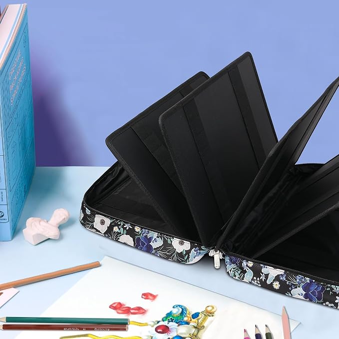 JAKAGO 480 Slots Colored Pencil Case Extra Large Capacity Pen Holder for Artist Painter Zipper Organizer Bag for Marker Highlighter Storage Case for Office Sketch Travel Supplies (Anemone) - Image 5