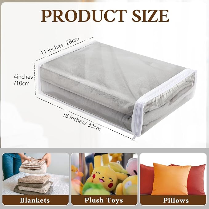 Riakrum 30 Pack Clear Zippered Storage Bags, 15x11x4 inches, Vinyl Plastic Sweater Sheet Organizers Storage Bags, PVC, for Clothes, Sheet, Blankets, Fabrics Organizers (White) - Image 4