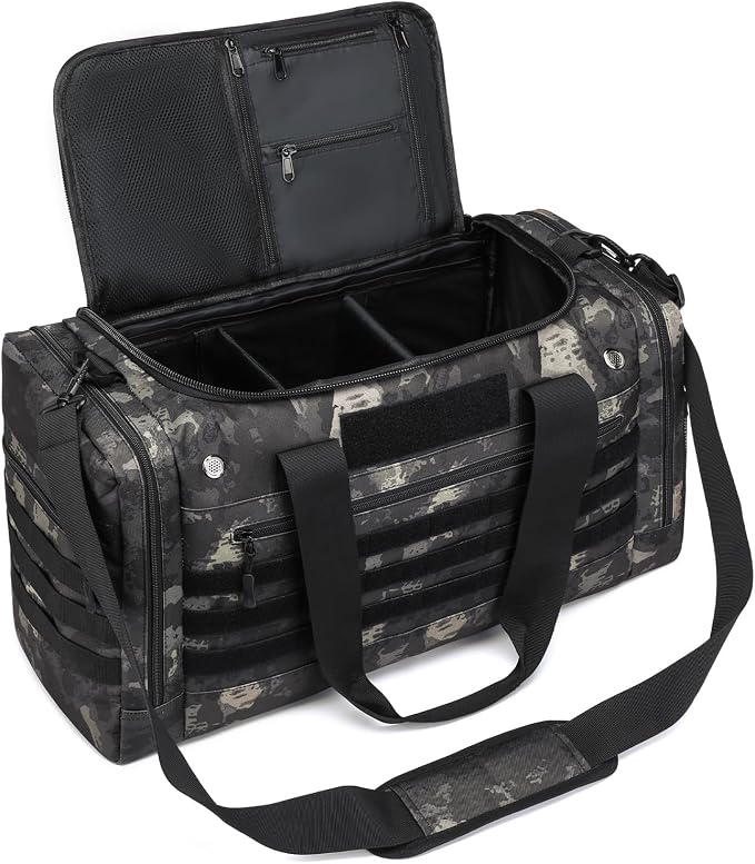 45L Large Duffle Bag for Men & Women - Military Tactical Gym Bag for Travel | Weekender Large Sports Bag with Dividers for Hockey Football Baseball Soccer Basketball & Team Training by BISKLNDN