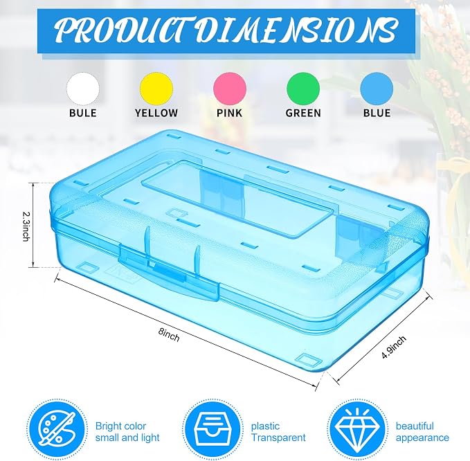 15 Pcs Clear Pencil Box Bulk Plastic Large Capacity Pencil Boxes Hard Pencil Case Organizer with Snap Tight Lid for Kids Boys Girls Multi Purpose School Classroom Home Office Supplies, 5 Colors - Image 2