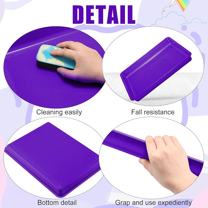 Maitys 15 Pack Plastic Art Trays 12 x 16 Inch Activity Crafts Trays Sensory Tray DIY Projects, Painting, Beads, Jewelry Office Home Organizer Arts and Crafts Supplies(Purple) - Image 2