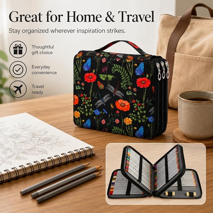 200 Slots Colored Pencil Case Organizer, 4 Layer Bag | Twill Oxford fabric,203 elastic loops,detachable handle,for travel, home storage,drawing tools,creative gifts - Image 5