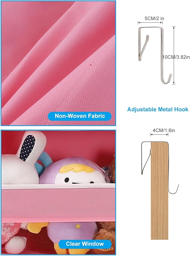 Over Door Hanging Organizer, No Tilt Baby Closet Organizer for Diaper Kids Toys, Hanging Organizer Storage for Newborn Essentials Nursery Bathroom (6 tier Pink) - Image 6