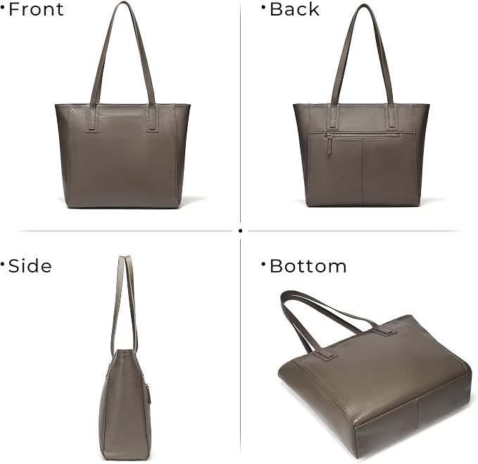 Genuine Leather Work Tote Bag for Women Large Vintage Tote Bag with Zipper Leather Purse and Handbags - Image 7