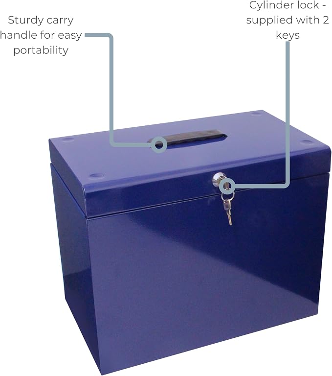 Cathedral Products A4 Steel File Box with Starter Pack of 5 Suspension Files - Blue - Image 5