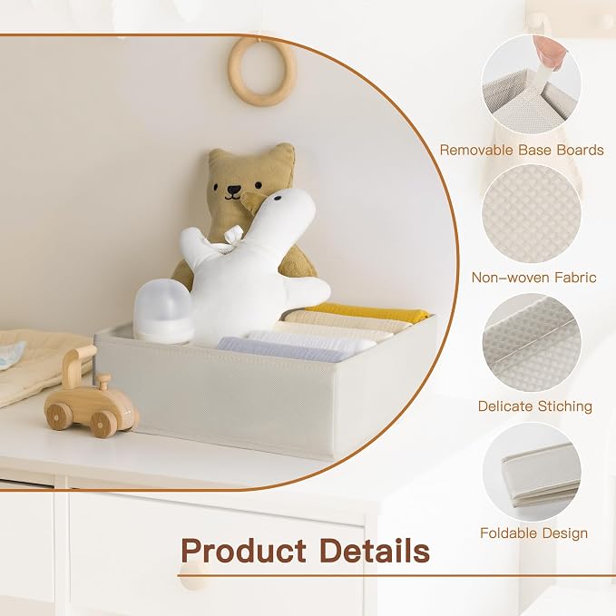 Drawer Organizer Clothes, 21 Pack Dresser Organizer for Baby Clothes, Underwear, Sock - Foldable Closet Organization and Storage Dividers Bins for Nursery, Bedroom (Oatmeal) - Image 2