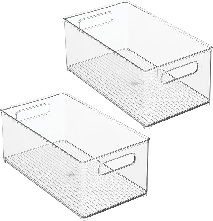 iDesign Stackable Fridge Bin, Set of 2, Clear | Kitchen Storage Bin, For Pantry, Cabinets, or Fridge - Image 9