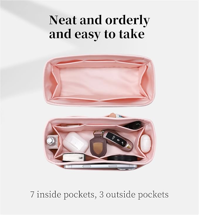 Satin Purse Organizer for Birkin 30, Pink | Sellier Style, Tailored Fit, Multiple Pockets, Lightweight Satin, Ideal for Travel, Shopping, and Daily Use - Image 7