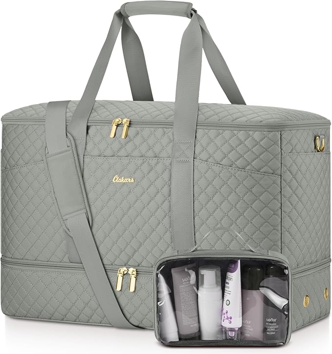 Duffle Bag for Travel, 40L Weekender Bag with Shoe Compartment, Carry On Overnight Bag for Women with Toiletry Bag Duffel Bags with Wet Pocket for Gym Hospital Bags for Labor and Delivery Dark Green by Unknown