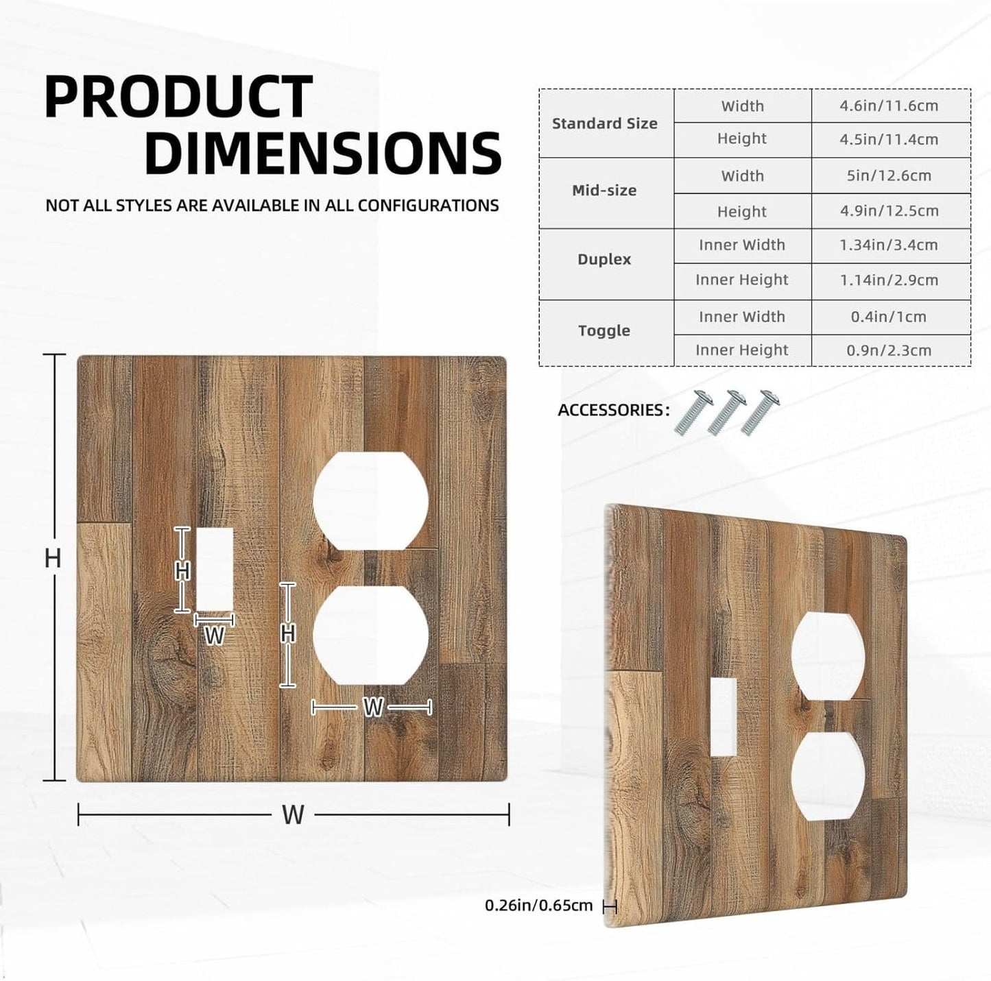 Wallplates Retro Rustic Brown Wood Grain 1 Toggle 1 Duplex Switch Plate Electrical Gfci Faceplate Decorative Light Switch Covers For Farmhouse Cabin Decor