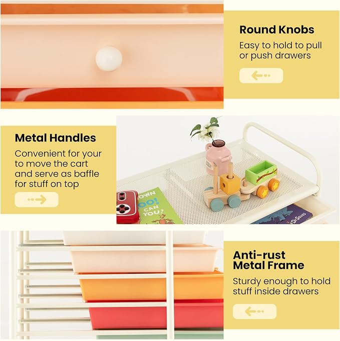 Giantex 12 Drawer Rolling Storage Cart Tools Scrapbook Paper Office School Organizer (Macaron) - Image 9