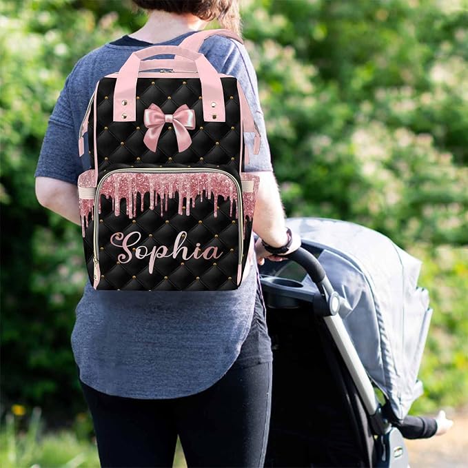 MyPupSocks Custom Baby Diaper Backpack with Name, Custom Multifunction Large Travel Diaper Bag Backpack for New Mom Baby Newborn - Image 2