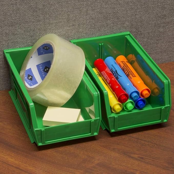 Akro-Mils 30220 AkroBins Plastic Storage Bins, 7"x4"x3", Green, 24-Pack | Space-Saving Stackable Bins for Garage, Pantry, Craft Organization - Image 2