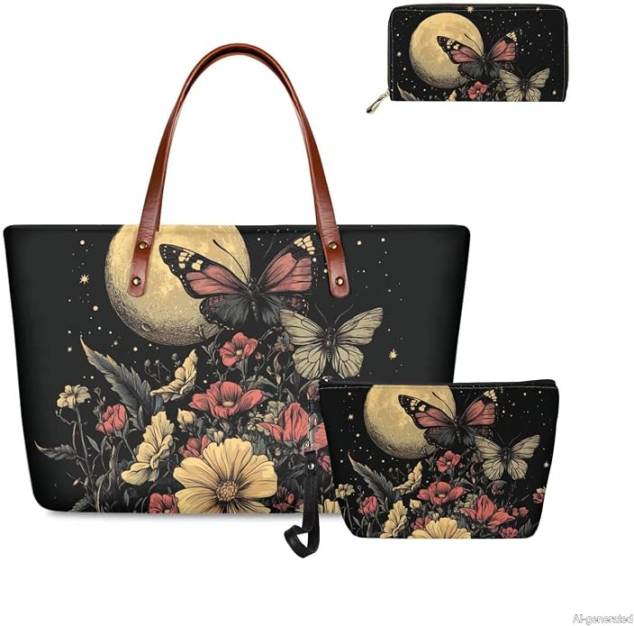 GIFTPUZZ Women Top Handle Bags Handbags with Zipper Leather Wallet Cash Card Phone Holder and Makeup Bag Set 3pcs - Image 4