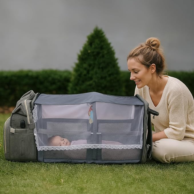 Multifunctional Baby Diaper Bag Backpack with Changing Station Baby Bag for Moms, Dads, Shower Gifts for Newborn Essentials (Diaper Bag Grey) - Image 6