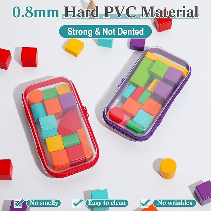 Sanwuta 6 Clear Hard Zipper Case,Assorted Color, 7.48 x 3.94 x 2 Inch | Pencil Case Pouches ,Makeup Bag,Plastic Toiletry Diaper Bag ,Travel Toy Storage,Waterproof Organizer Bins - Image 4