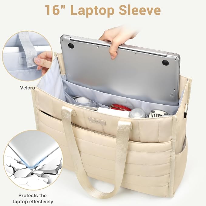 IBFUN Utility Tote Bag with 24 Pockets, Large Teacher Travel Tote for Women | Large Work Tote Bag 2pcs with Zipper for Travel Daily School Teacher Nurse, Large Lightweight Laptop Shoulder Bag Handbag - Image 4