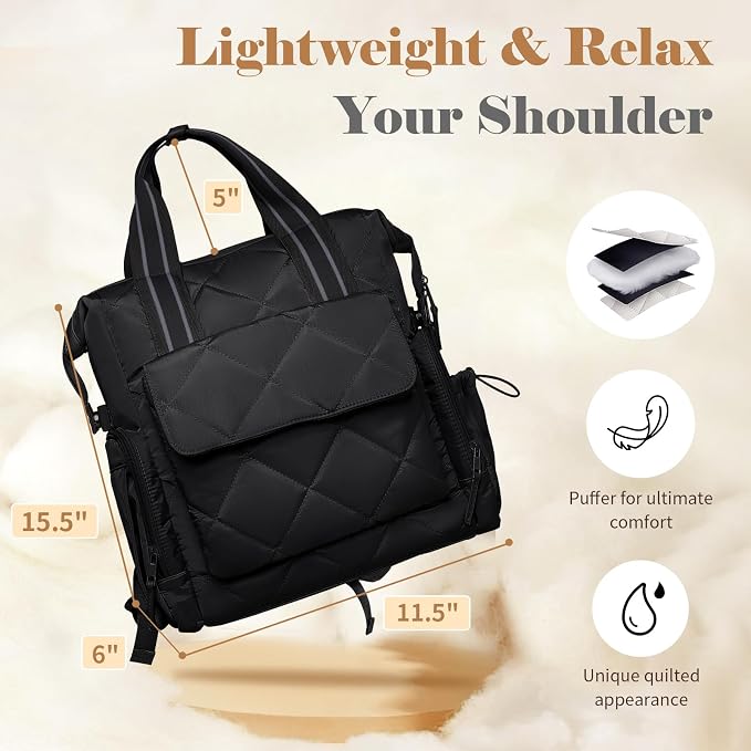 Omanmoli Diaper Bag Backpack Quilted Baby Bag Travel Breast Pump Backpack | 11 Organizing Pouches,Large Insulated Cooler Compartment,Wipe Pocket,Insulated Pocket,Stroller Straps,Changing Pad - Image 3