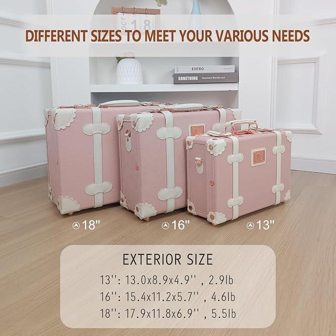 Unitravel Baby Keepsake Case, 16" Handmade Memory Storage Box, Newborn Keepsake Box, Vintage Suitcase for Baby Shower, Baptism, Naming Ceremony or Birthday (Pink) - Image 8
