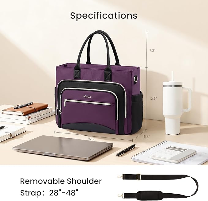 LOVEVOOK Work Tote Bags for Women,Laptop Teacher Bag With File Organizer | Large Cup Holder,Teacher Tote Bag,Nurse Bags,Multi-Pockets Professional Briefcase Business Purses Handbag - Image 7