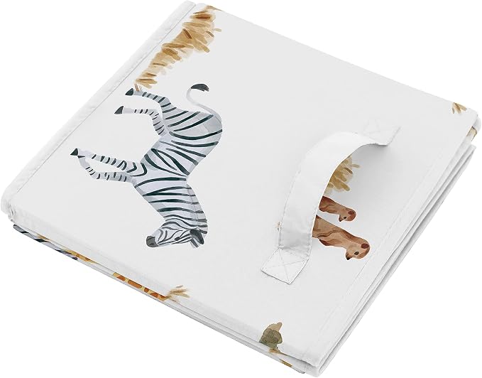 Sweet Jojo Designs Jungle Animals Foldable Fabric Storage Cube Bins Boxes Organizer Toys Kids Baby Set of 2 Dark Hunter Green Yellow Grey Black White Wildlife Safari Elephant Giraffe Monkey Leopard - Image 4
