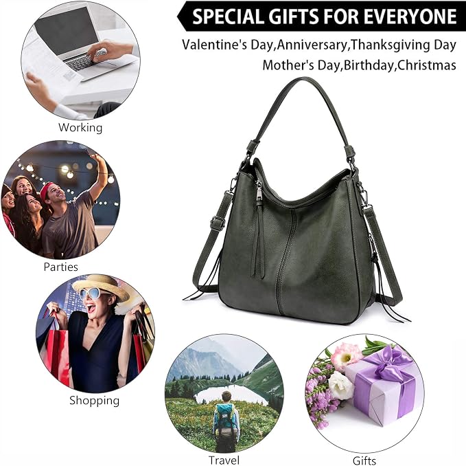 Hobo Crossbody Bag for Women, Designer Shoulder Purse Handbags - Image 3