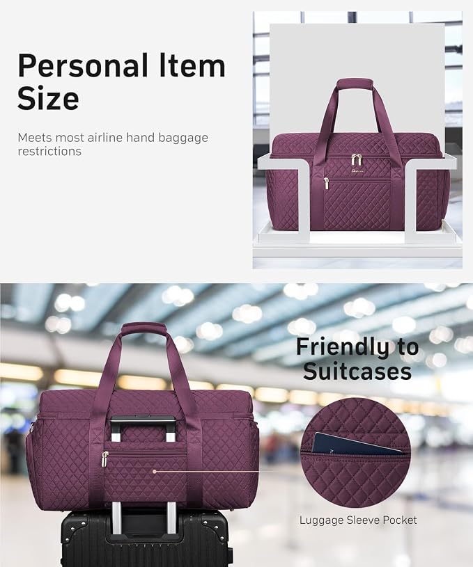 Weekender Bags for Women, Wide Open Large Travel Duffle Bag with Shoe Compartment, Overnight Carry on Bag Personal Item Travel Bag with Wet Pocket (Dark Purple) - Image 6