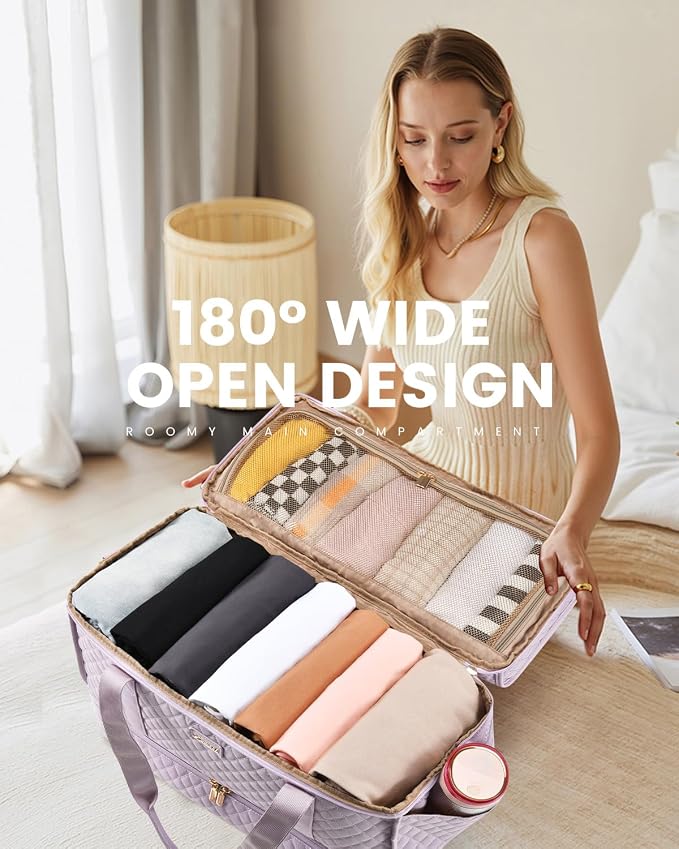 LOVEVOOK Large Travel Duffle Bag, Weekender Bags for Women With Shoe Compartment, Overnight Hospital Bag For Women Labor Delivery, Carry on Bag Personal Item Travel Bag, Yoga Gym Duffel Bag - Image 3