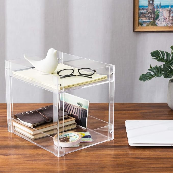 MyGift 2-Tier Premium Clear Acrylic Desk Letter Tray Organizer, A4 Size 2 Tier Document Organizer Desktop File Paper Holder Rack for Home and Office - Image 2
