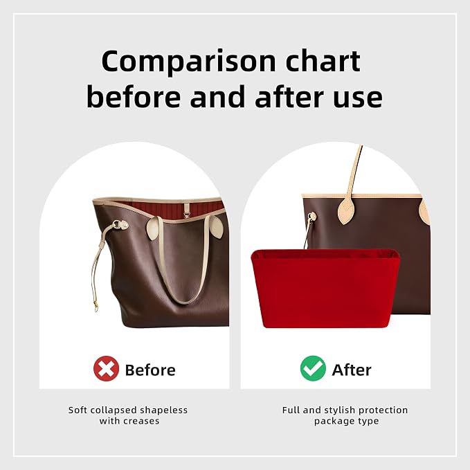 DGAZ Silk Purse Organizer Insert for Neverfullbag(Rouge moyen,GM) | Soft and Lightweight,Perfect Fit,Multi-pocket Storage,Bag Protector,Luxury Bag Care,Handmade,for Smooth Bag Organizer - Image 4