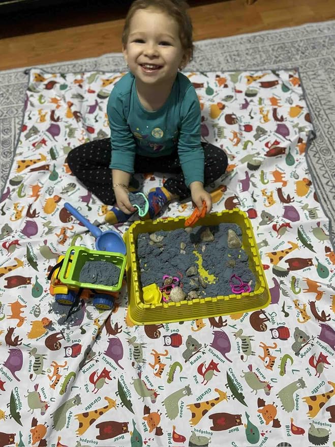 Waterproof High Chair Splat Mat – Machine Washable Floor & Table Protector for Baby Feeding, Art & Crafts, Outdoor Use (Zoo, 57x39 Inch) - Image 4
