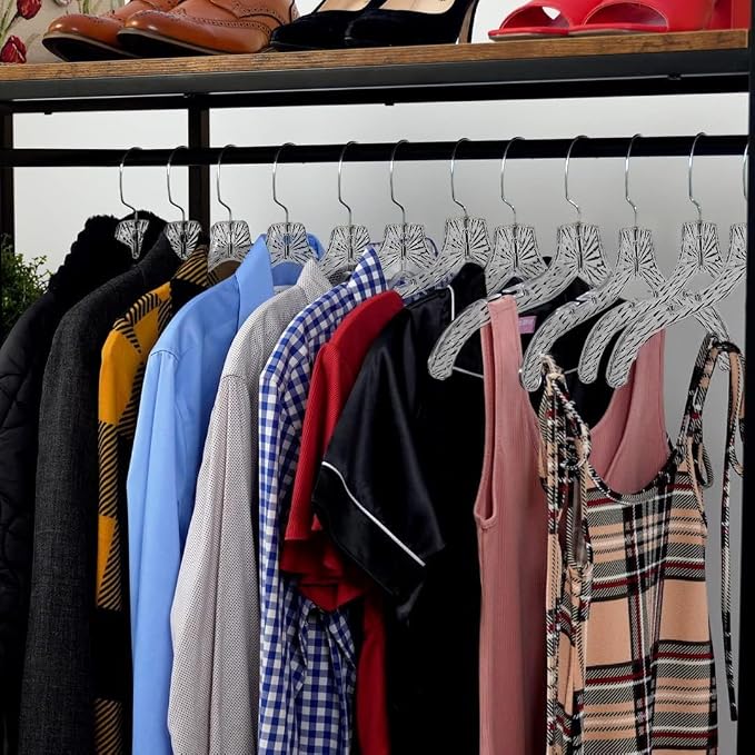 DEILSY™ Clothes Hangers 25 Pack Space-Saving Crystal Clear Plastic Hangers | Plastic clothes hangers with swivel hook, clothes hanger slim design, perfect for shirts, blouses, sweaters and everyday wear - Image 2
