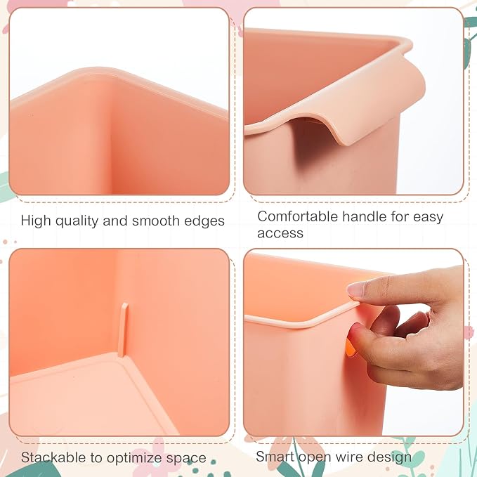 Mumufy 12 Pcs Book Bins for Easy Access Storage Basket Sturdy Book Storage Containers and Organization for Home Use, 11.2 x 5 x 5 Inch, 5 Colors - Image 4