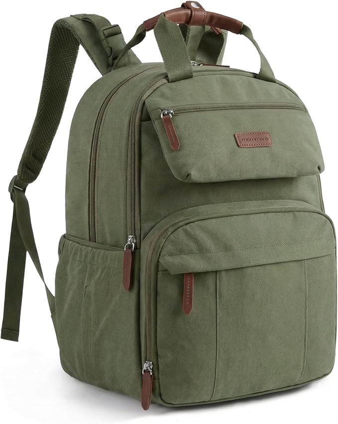 mommore Diaper Bag Backpack Travel Baby Bag with Changing Pad for Mom Dad | Insulated Pockets, Luggage & Stroller Straps, Large Maternity Bag for Newborn Baby Essentials, Hospital & Work, Green by mommore