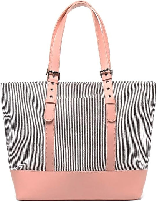 Women's Canvas Shoulder Work Tote Purses Large Top Handle Everyday Bag Diaper Handbag by Sunshinejing
